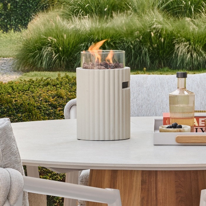 Happy Cocooning Rib Lumi Table Top Burner, Oyster, Feature Image