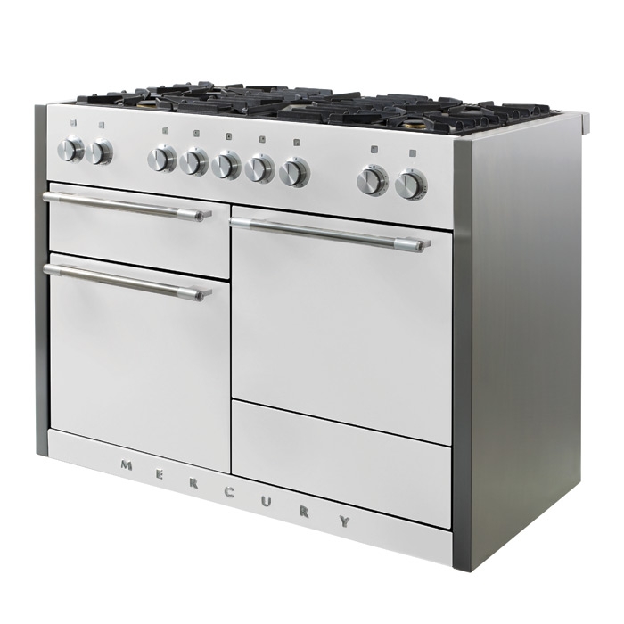 AGA Mercury 1200 Snowdrop Induction Electric Range Cooker Angled AGA Mercury 1200 Snowdrop Induction Electric Range Cooker Angled