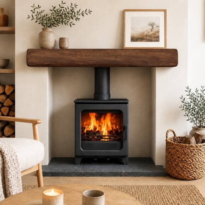 48” Dark Wood Effect Non-Combustible Fireplace Beam
