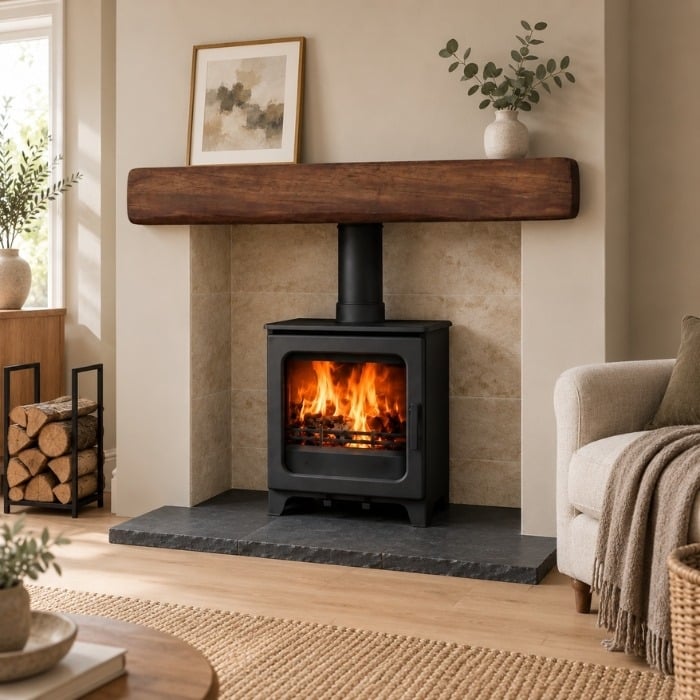 54” Dark Wood Effect Non-Combustible Fireplace Beam