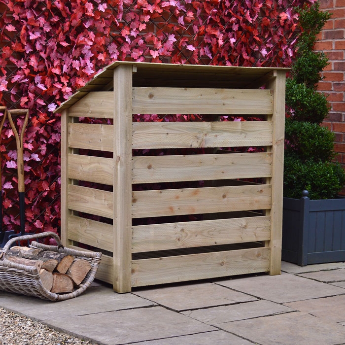 Reversed Roof Greetham 4ft Log Store, Slatted Sides Reversed Roof Greetham 4ft Log Store, Slatted Sides