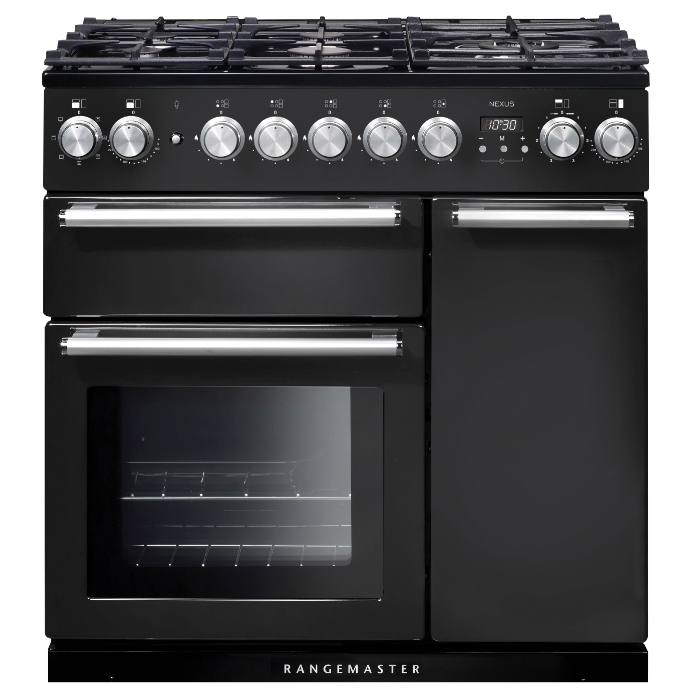 Rangemaster Nexus 90cm Dual Fuel Range Cooker, Charcoal Black Rangemaster Nexus 90cm Dual Fuel Range Cooker, Charcoal Black