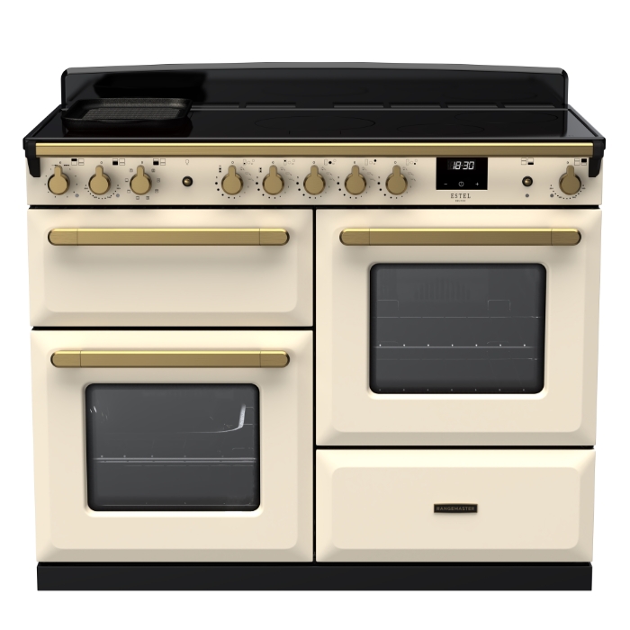 Rangemaster Estel Deluxe 110cm Induction Range Cooker, Pale Cream/Antique Brass Rangemaster Estel Deluxe 110cm Induction Range Cooker, Pale Cream/Antique Brass