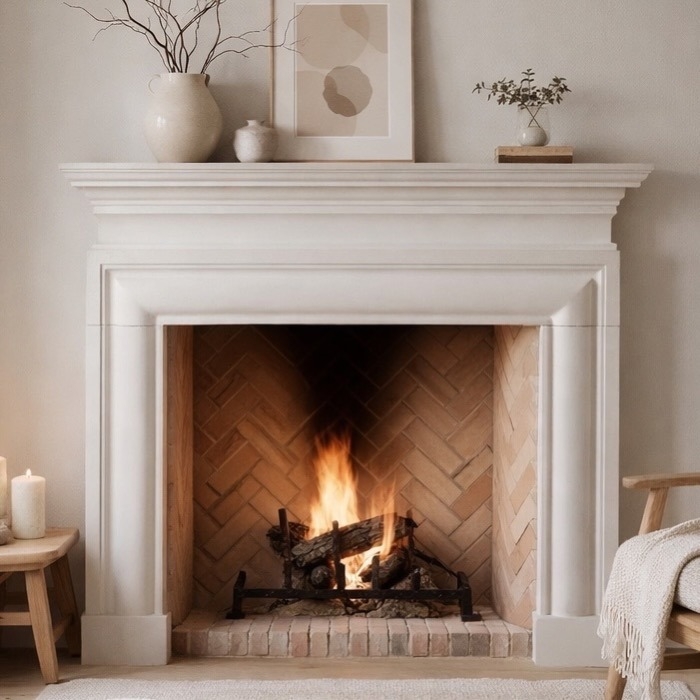 Penman Avellino 57" Agean Limestone Fire Surround