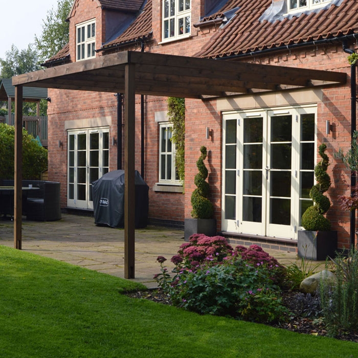 Lean to Box Pergola, Rustic Brown Lean to Box Pergola, Rustic Brown