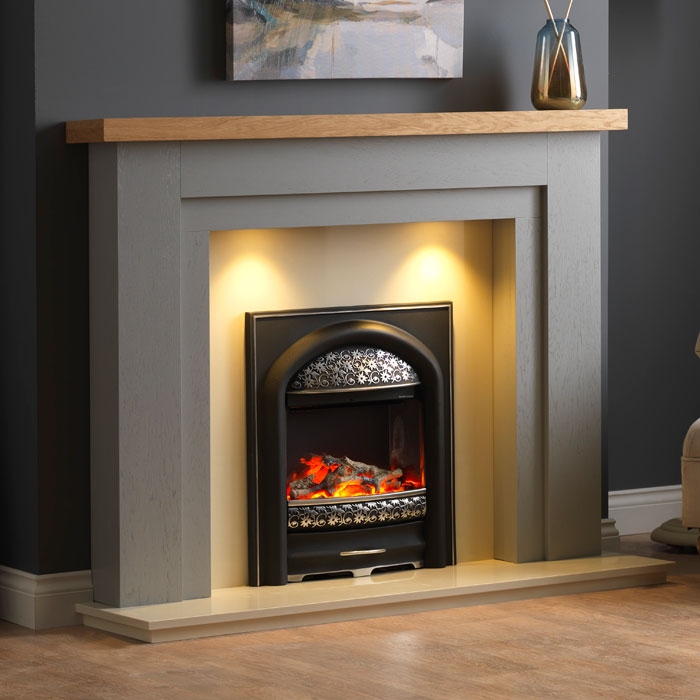 PureGlow Hanley Grey Surround & Oak Shelf PureGlow Hanley Grey Surround & Oak Shelf