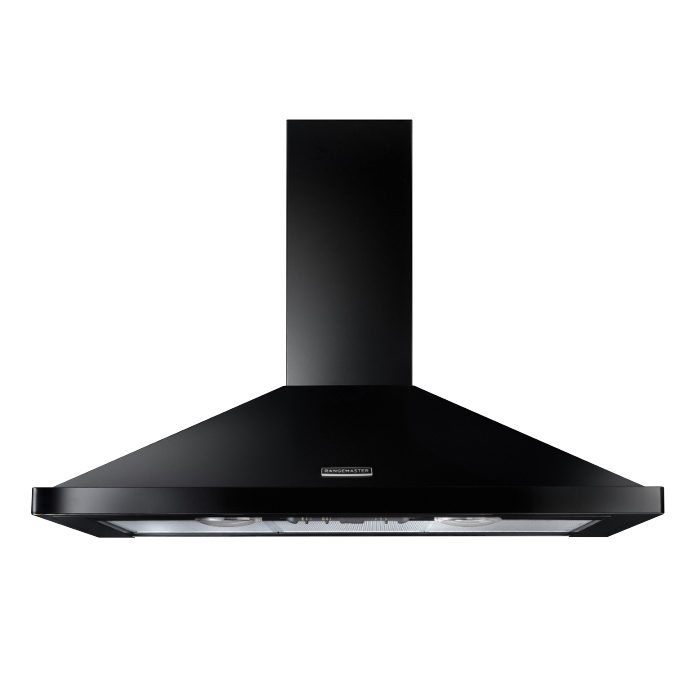 Rangemaster 100cm Chimney Hood, Black and Chrome