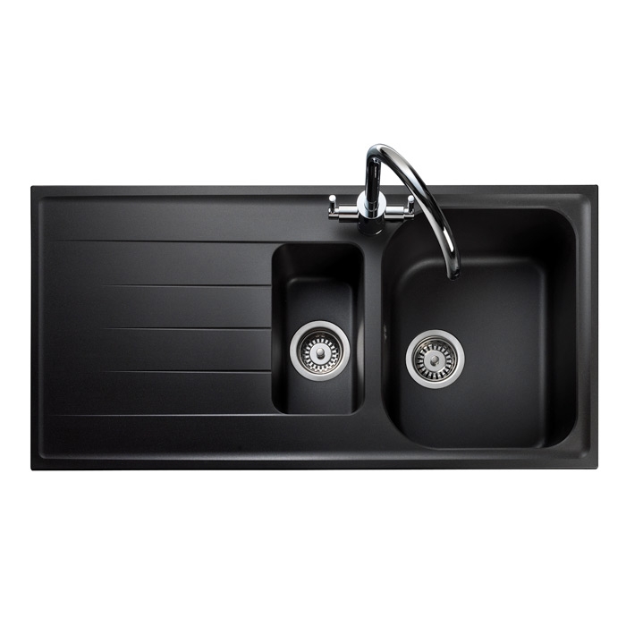 Top Down View of Rangemaster Amethyst AME1052 Igneous Sink Ash Black Top Down View of Rangemaster Amethyst AME1052 Igneous Sink Ash Black
