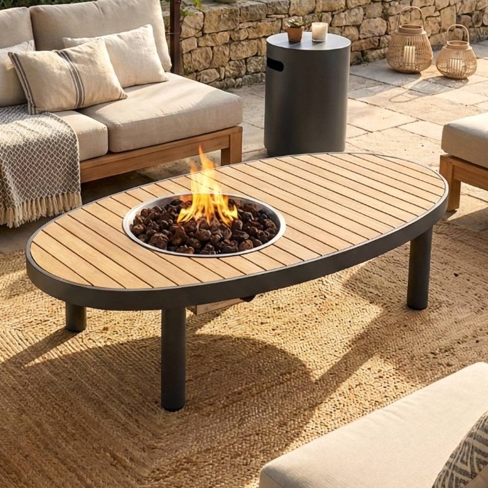 Happy Cocooning Riviera 140 Fire Pit Table, Smokey Anthracite, Feature