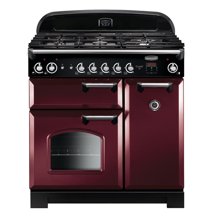 Rangemaster Classic 90cm Gas Range Cooker, Cranberry Rangemaster Classic 90cm Gas Range Cooker, Cranberry