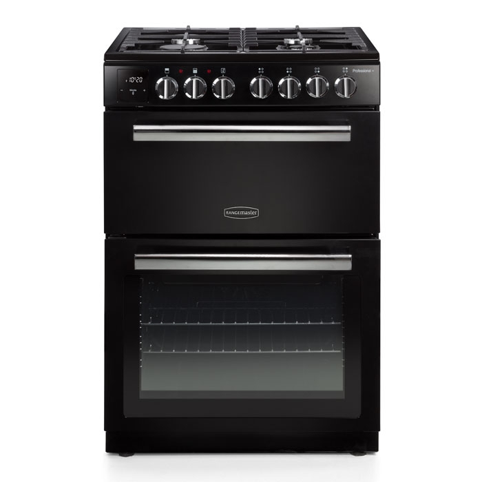 Rangemaster Professional Plus 60cm Dual Fuel Cooker, Black/Chrome Rangemaster Professional Plus 60cm Dual Fuel Cooker, Black/Chrome