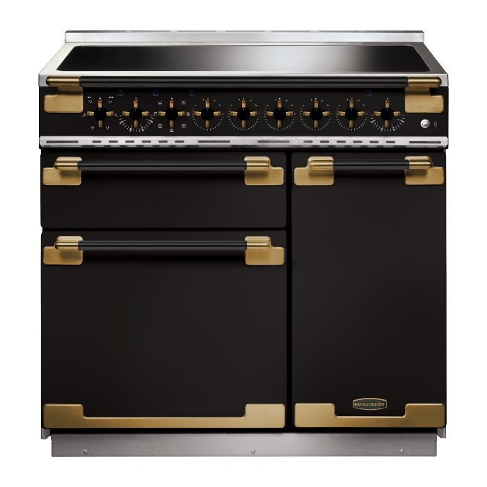 Rangemaster Elise Luxe 90cm Induction Range Cooker, Black/Antique Brass Rangemaster Elise Luxe 90cm Induction Range Cooker, Black/Antique Brass