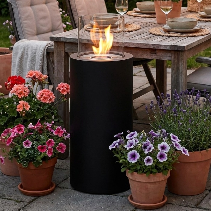 ScandiFlames Dualis Freestanding Bioethanol Fire, Black
