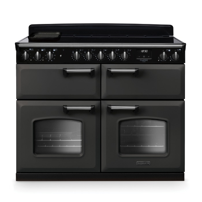 Rangemaster Classic Deluxe 110cm Base Cavity Induction Range Cooker, Slate/Chrome