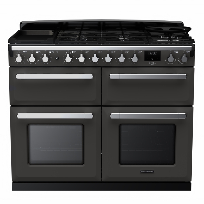 Rangemaster Estel Deluxe 110cm Base Cavity Dual Fuel Range Cooker, Slate/Chrome Rangemaster Estel Deluxe 110cm Base Cavity Dual Fuel Range Cooker, Slate/Chrome