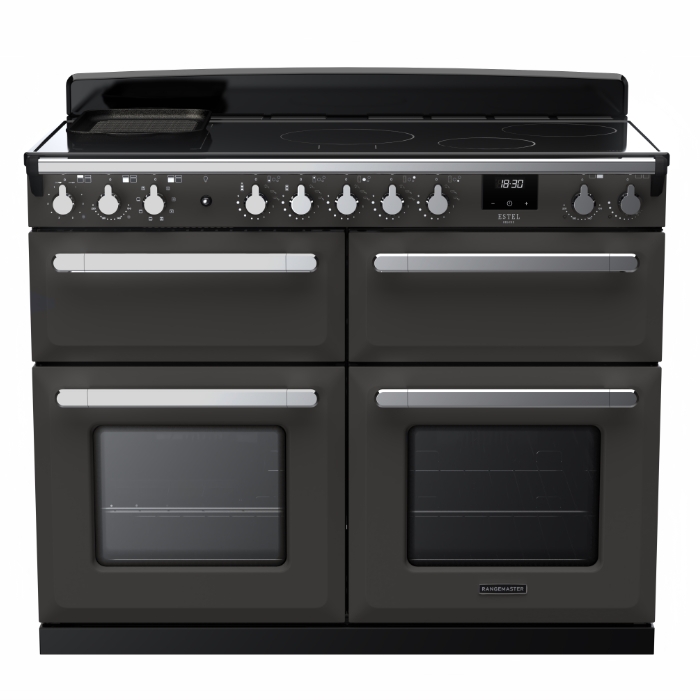 Rangemaster Estel Deluxe 110cm Base Cavity Induction Range Cooker, Slate/Chrome Rangemaster Estel Deluxe 110cm Base Cavity Induction Range Cooker, Slate/Chrome