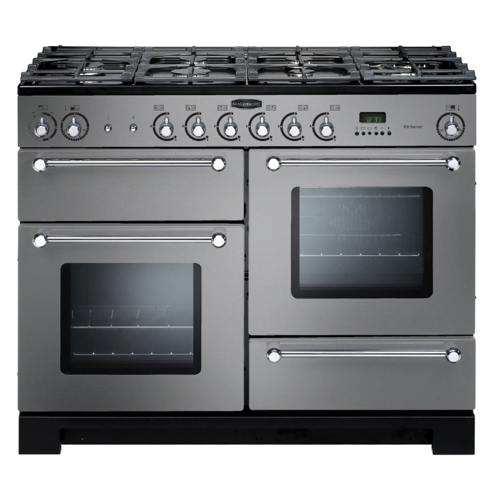 Rangemaster Kitchener 110cm Gas Range Cooker, Stainless Steel Rangemaster Kitchener 110cm Gas Range Cooker, Stainless Steel