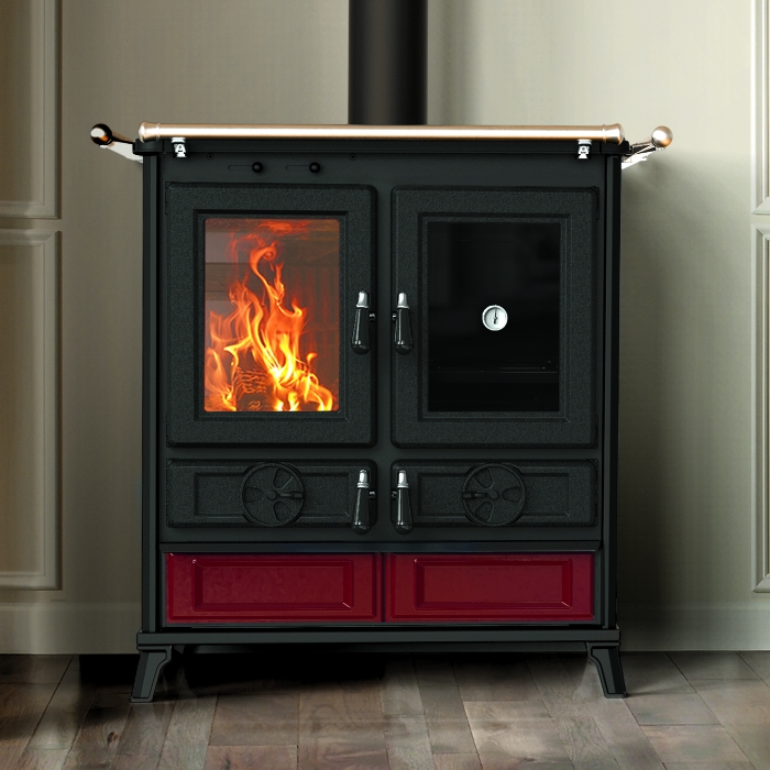 Thermorossi Violetta Evo Wood Burning Cooker, Bordeaux Thermorossi Violetta Evo Wood Burning Cooker, Bordeaux