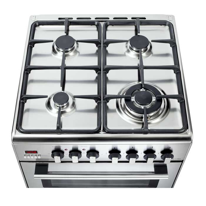 Decho Cooker Delonghi DDC 606-DF 60cm Stainless Steel Freestanding Dual Fuel Double ...