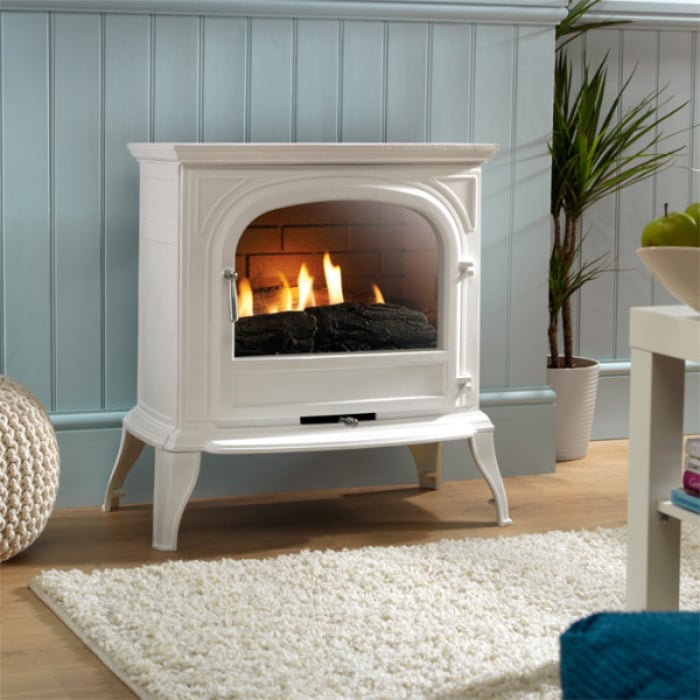 Ekofires 6010 Flueless Gas Stove In White With Plain Door | Stoves Are Us