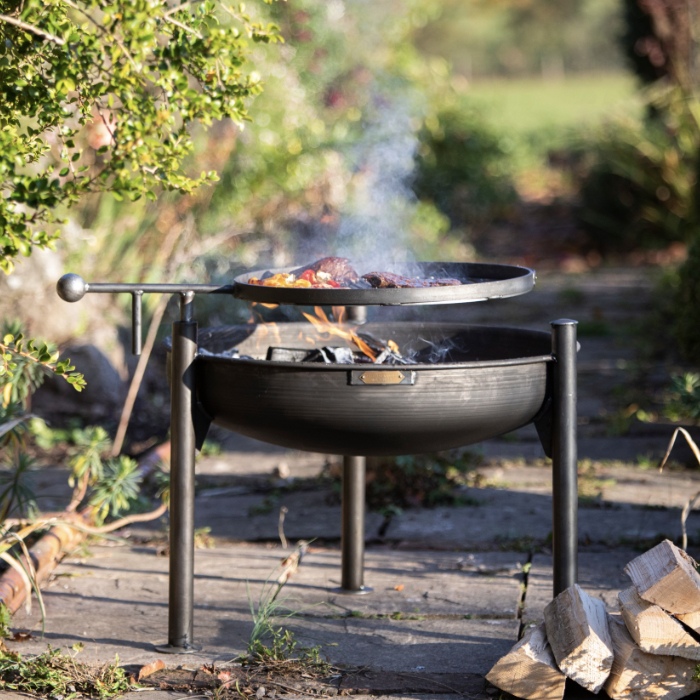 Legs Eleven 80cm Fire Pit with Swing Arm BBQ Rack Stoves Are Us