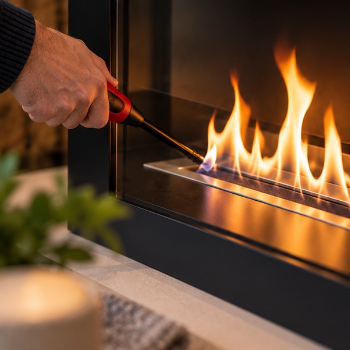 Bioethanol stove providing real flame and ambient heat Bioethanol stove providing real flame and ambient heat