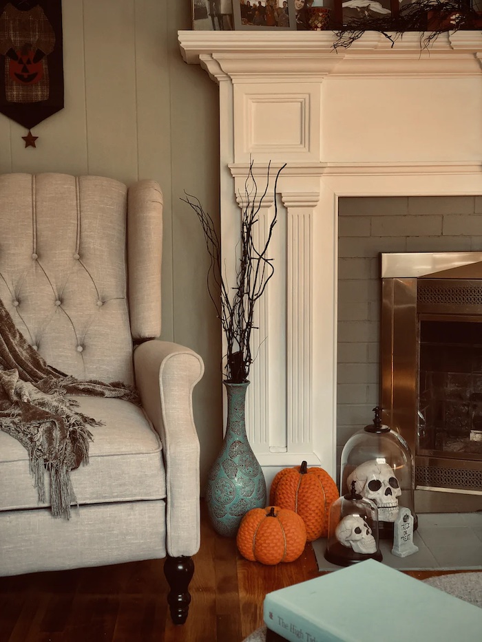 Halloween Fireplace Pumpkins
