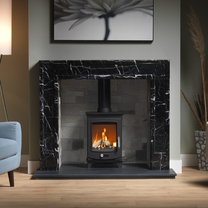 Penman Allora 51" Nero Marble Fireplace Surround